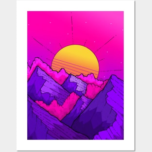 Pink Sky Mountains Posters and Art